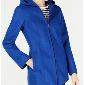 NWT London Fog Cobalt Blue Hooded Pea Coat L142360